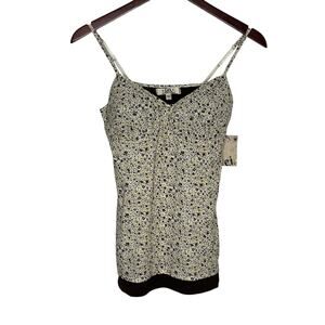 Vintage Lei Y2K Tank Top Women Large Cream Ditsy Floral Coquette Fairy Deadstock